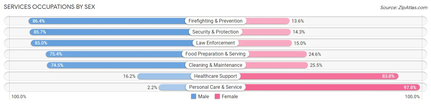Services Occupations by Sex in Zip Code 20720