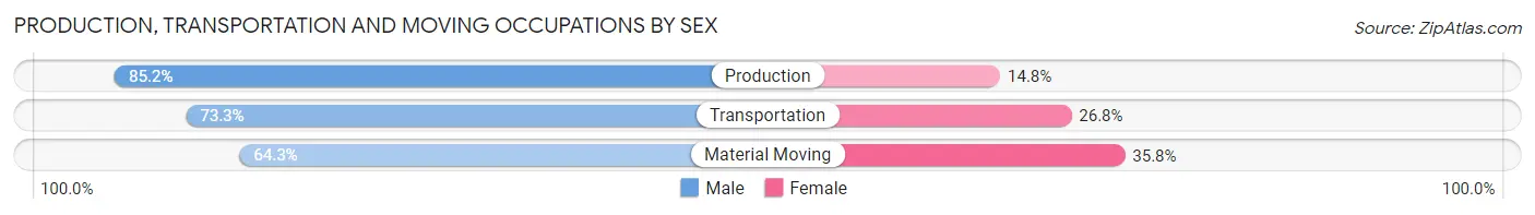 Production, Transportation and Moving Occupations by Sex in Zip Code 20724