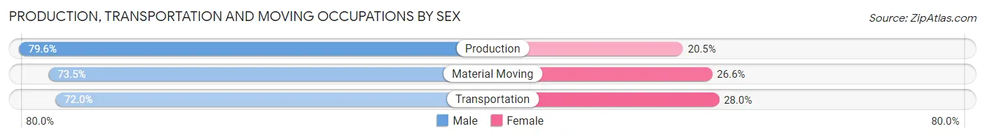 Production, Transportation and Moving Occupations by Sex in Zip Code 20746