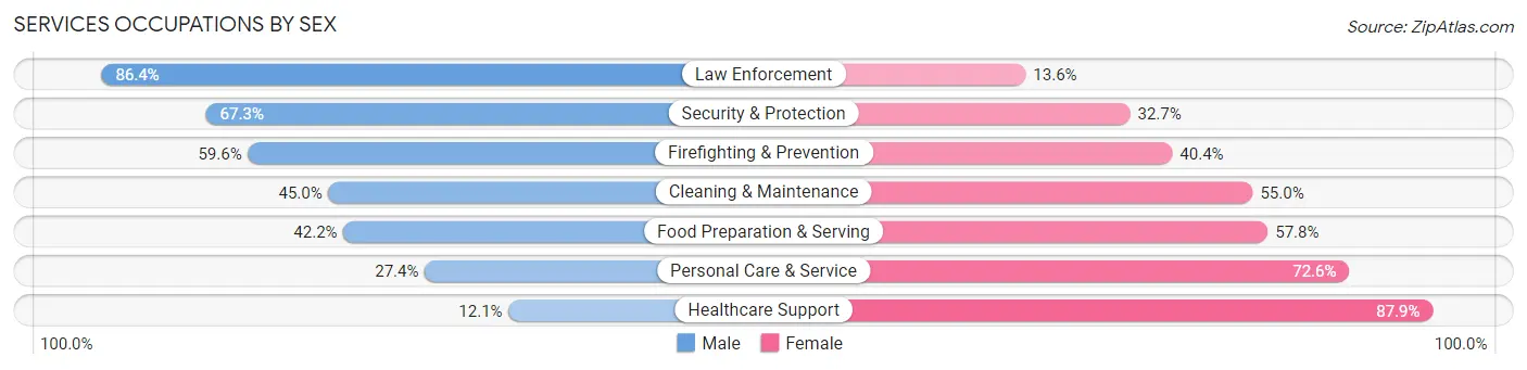 Services Occupations by Sex in Zip Code 20781