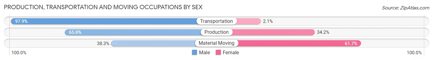 Production, Transportation and Moving Occupations by Sex in Zip Code 20851