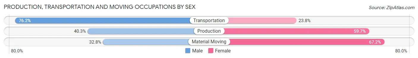 Production, Transportation and Moving Occupations by Sex in Zip Code 20866