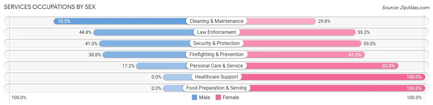 Services Occupations by Sex in Zip Code 21048