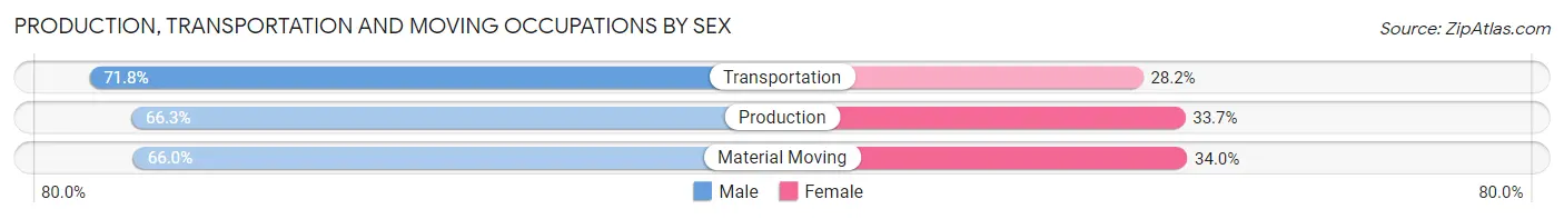 Production, Transportation and Moving Occupations by Sex in Zip Code 21228