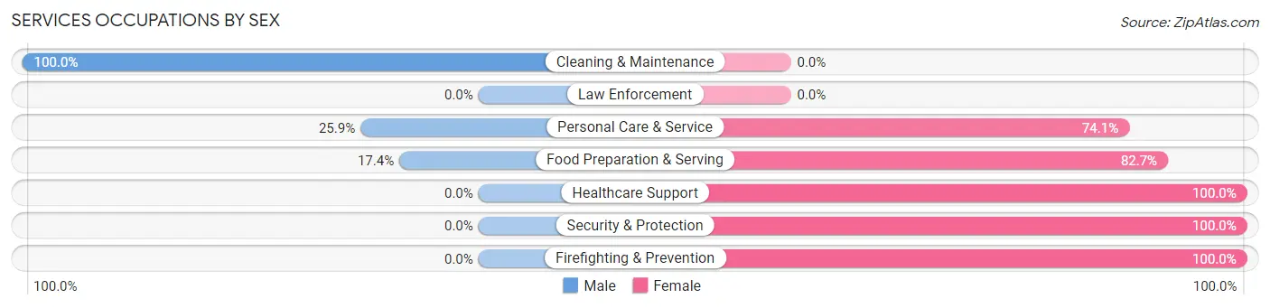 Services Occupations by Sex in Zip Code 21252