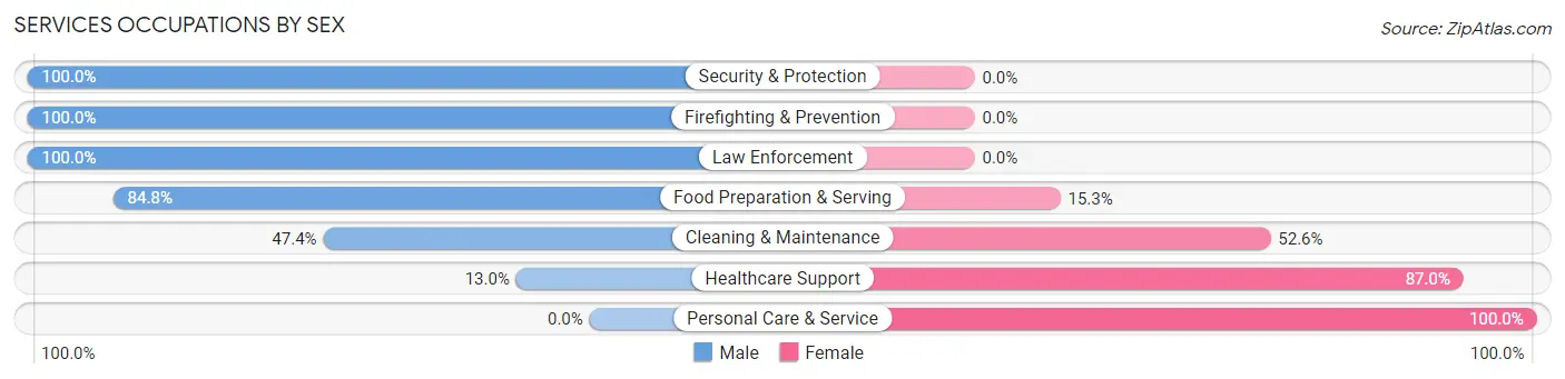 Services Occupations by Sex in Zip Code 21539