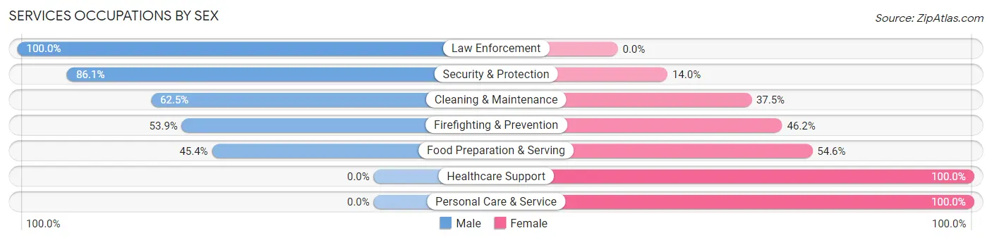 Services Occupations by Sex in Zip Code 21562