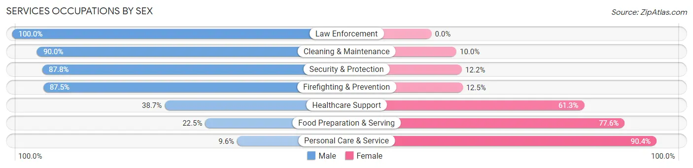 Services Occupations by Sex in Zip Code 21758