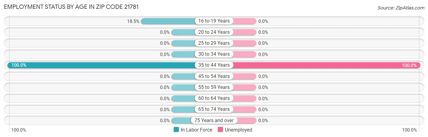 Employment Status by Age in Zip Code 21781