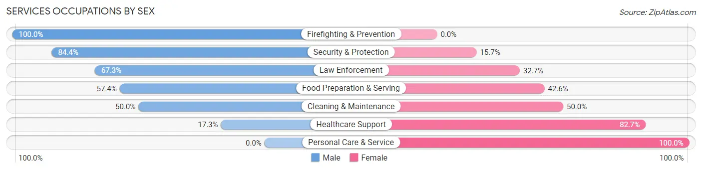 Services Occupations by Sex in Zip Code 21787