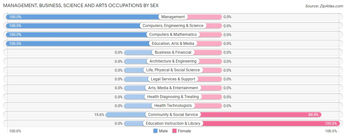 Management, Business, Science and Arts Occupations by Sex in Zip Code 21856