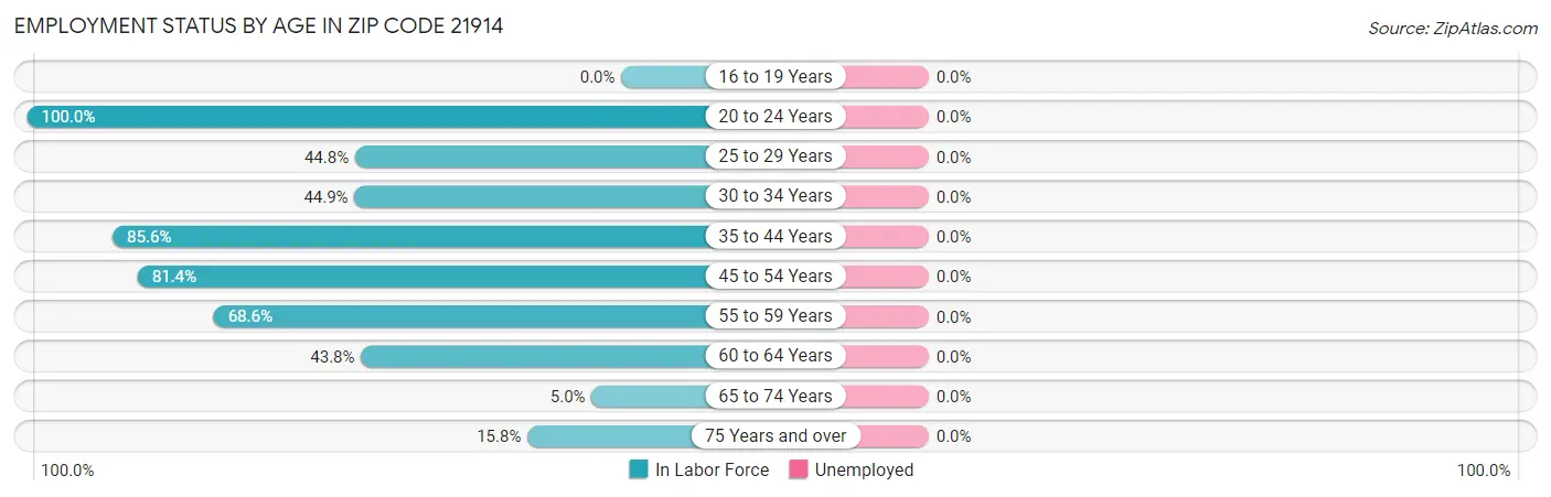 Employment Status by Age in Zip Code 21914