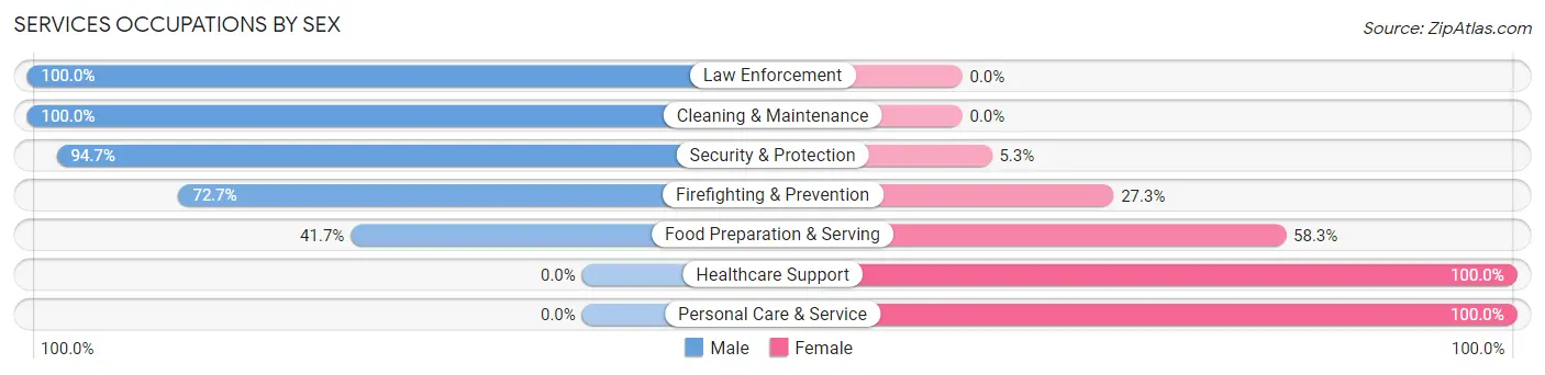Services Occupations by Sex in Zip Code 21918