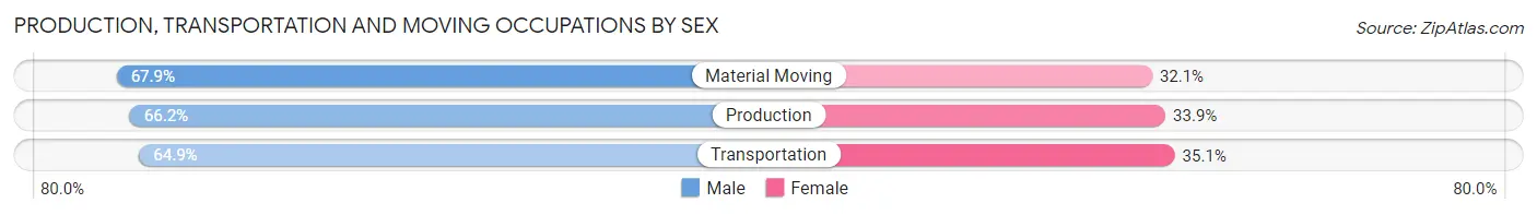 Production, Transportation and Moving Occupations by Sex in Zip Code 22102