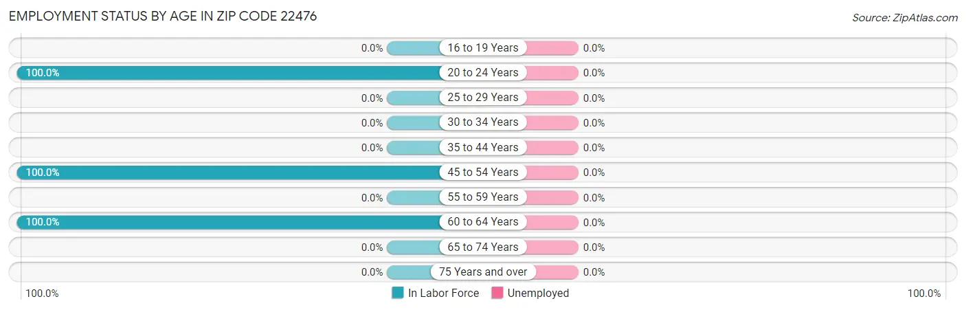 Employment Status by Age in Zip Code 22476