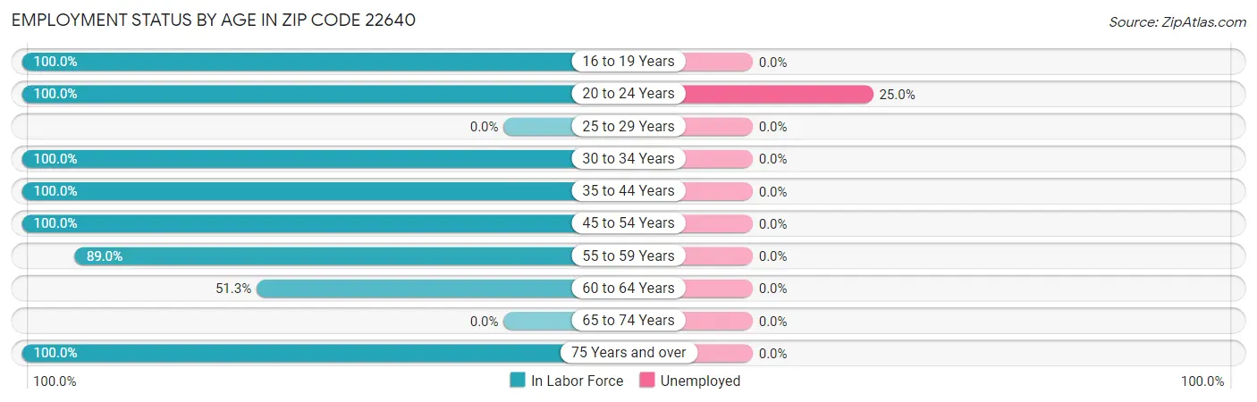 Employment Status by Age in Zip Code 22640