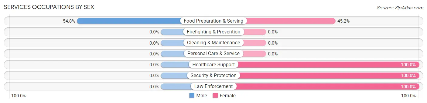 Services Occupations by Sex in Zip Code 22831