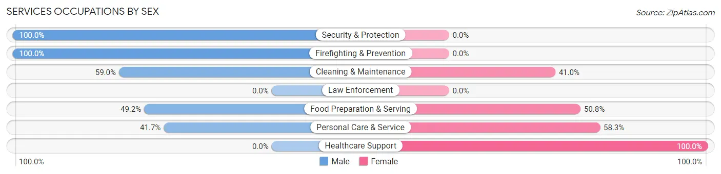 Services Occupations by Sex in Zip Code 22844