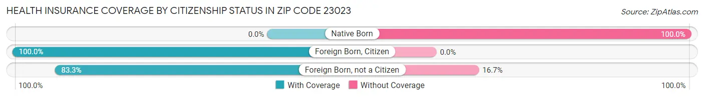 Health Insurance Coverage by Citizenship Status in Zip Code 23023