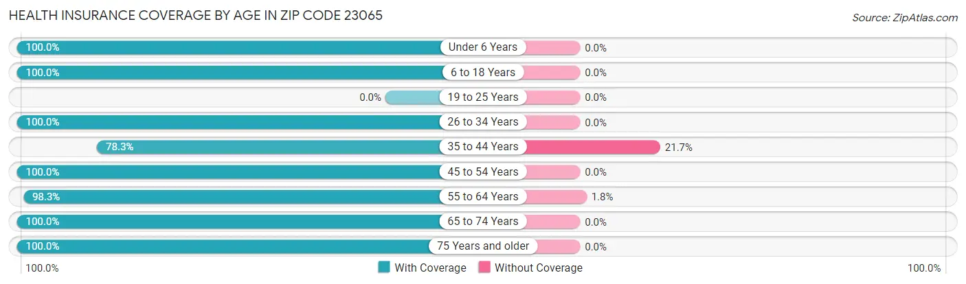 Health Insurance Coverage by Age in Zip Code 23065