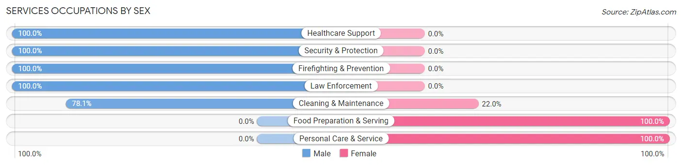 Services Occupations by Sex in Zip Code 23065