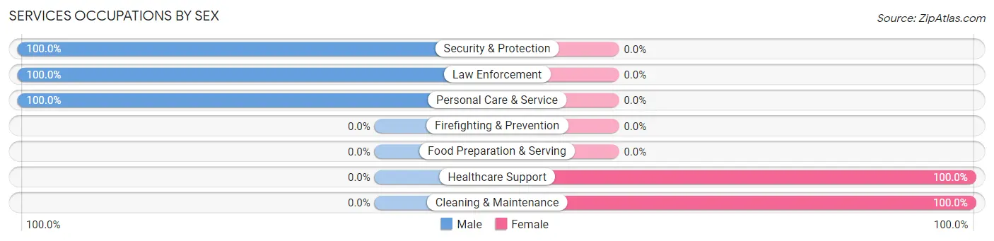 Services Occupations by Sex in Zip Code 23079