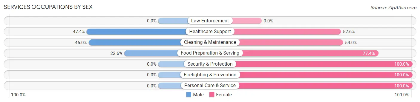 Services Occupations by Sex in Zip Code 23148