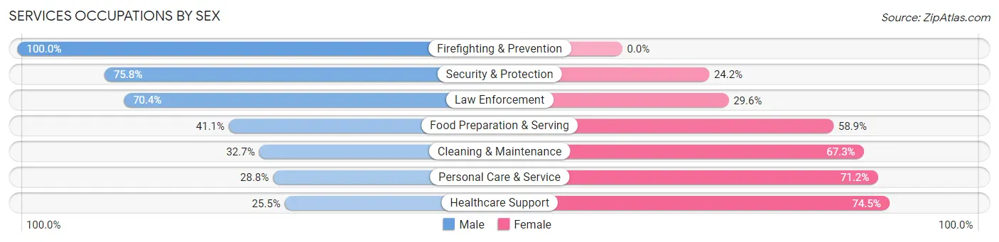 Services Occupations by Sex in Zip Code 23230