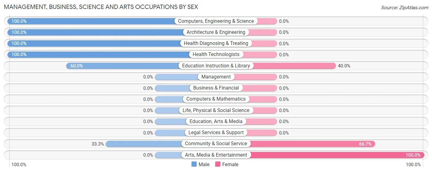 Management, Business, Science and Arts Occupations by Sex in Zip Code 23427