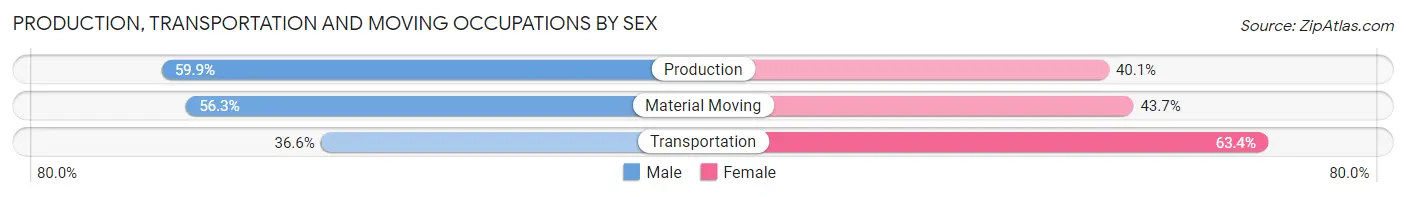 Production, Transportation and Moving Occupations by Sex in Zip Code 23523