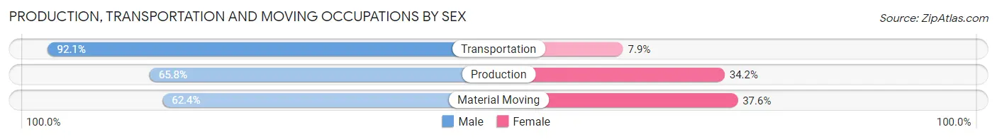 Production, Transportation and Moving Occupations by Sex in Zip Code 24012