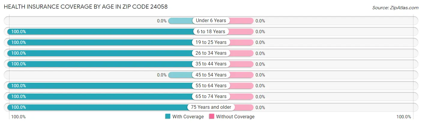 Health Insurance Coverage by Age in Zip Code 24058