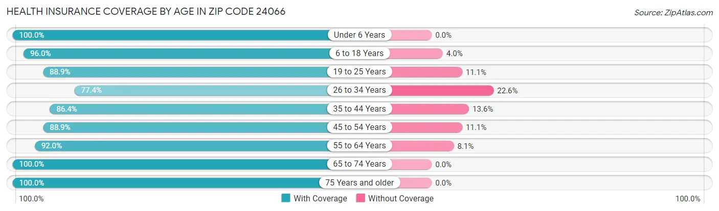 Health Insurance Coverage by Age in Zip Code 24066