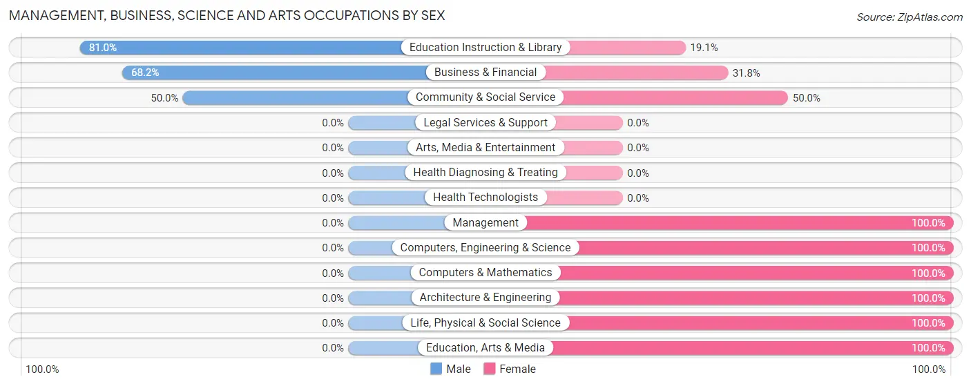 Management, Business, Science and Arts Occupations by Sex in Zip Code 24142