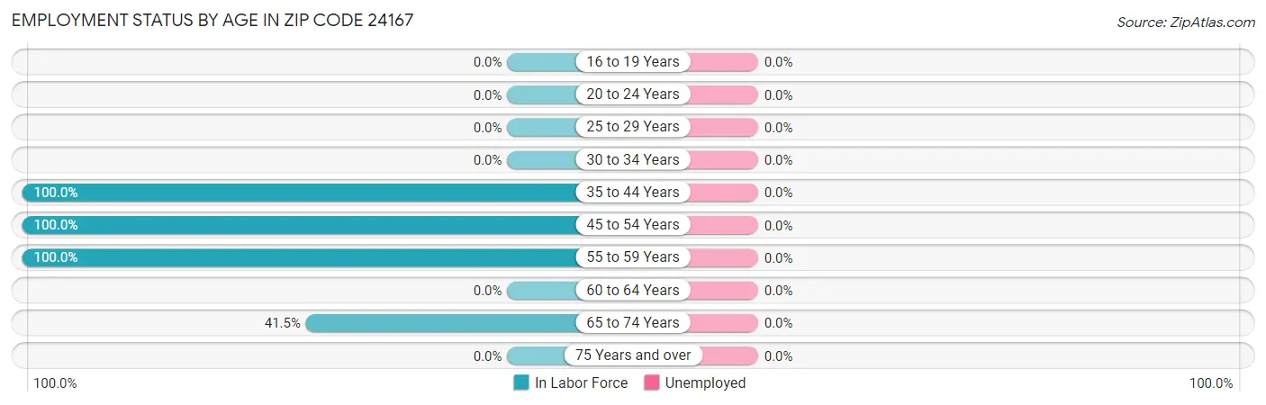 Employment Status by Age in Zip Code 24167