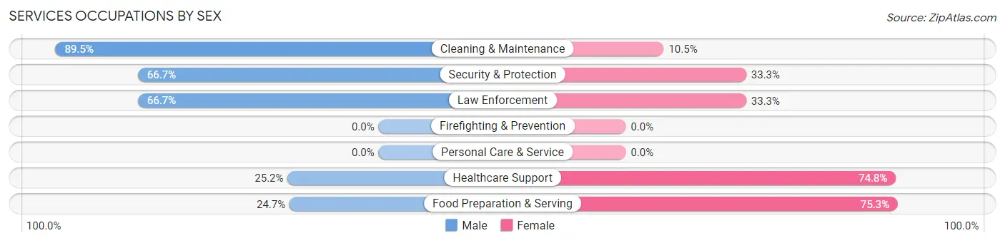 Services Occupations by Sex in Zip Code 24277