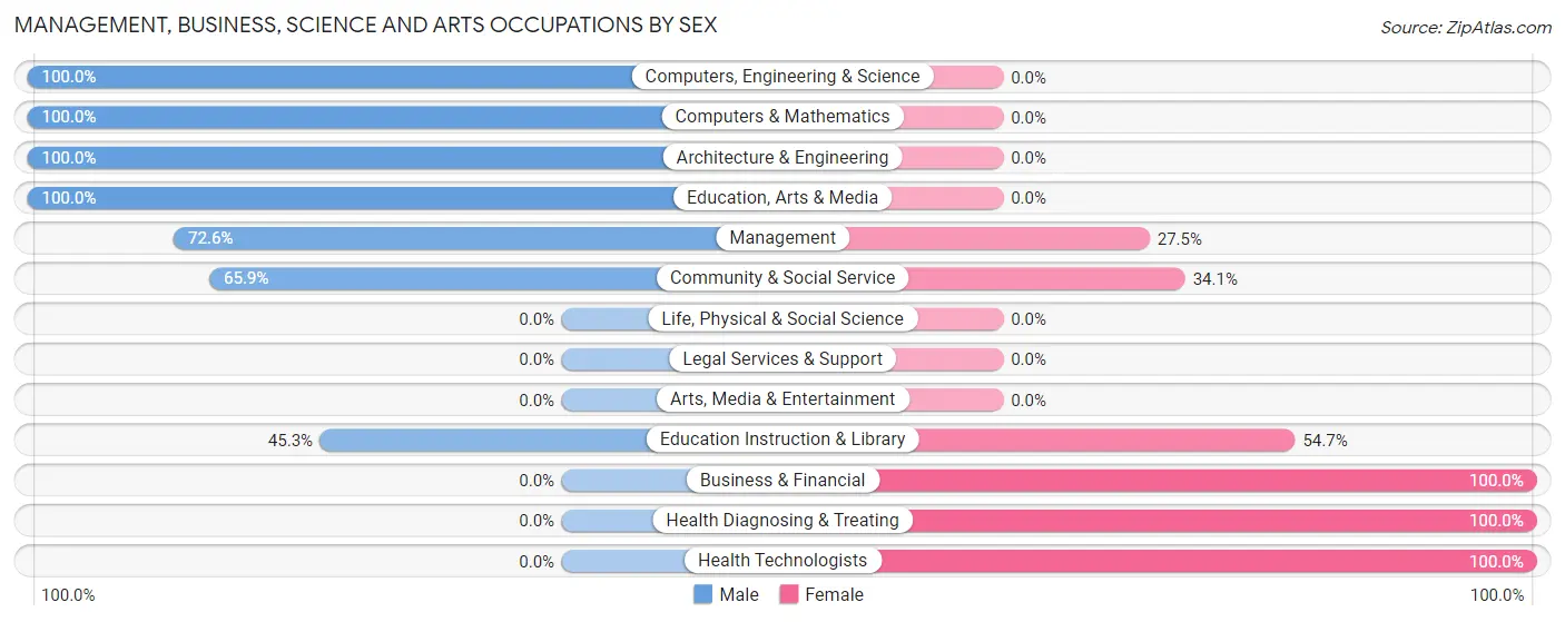Management, Business, Science and Arts Occupations by Sex in Zip Code 24330