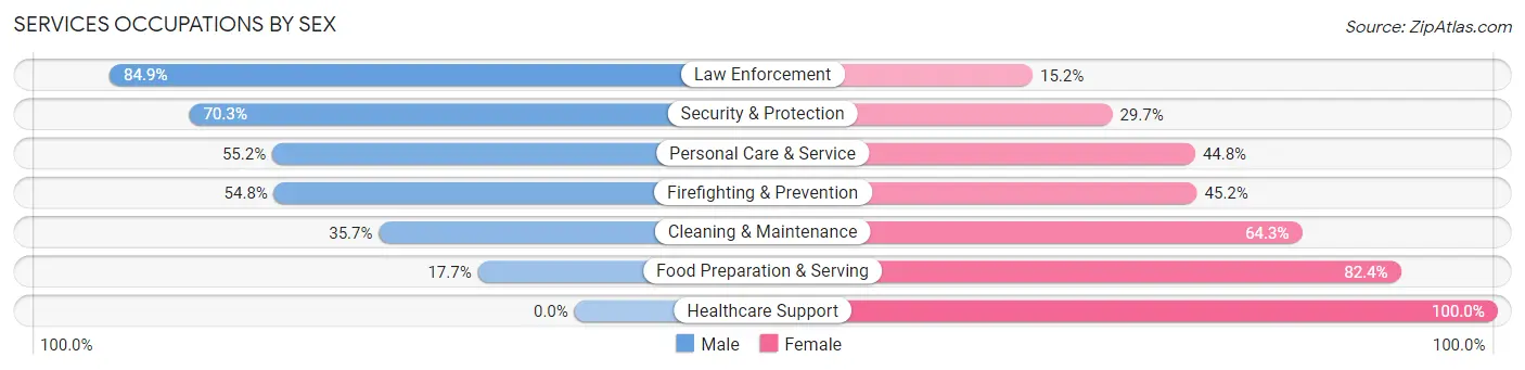 Services Occupations by Sex in Zip Code 24330