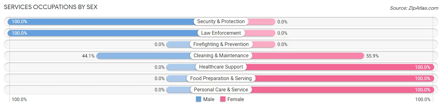 Services Occupations by Sex in Zip Code 24467