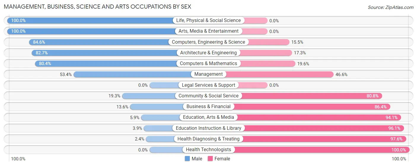 Management, Business, Science and Arts Occupations by Sex in Zip Code 24538