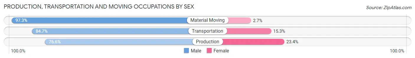 Production, Transportation and Moving Occupations by Sex in Zip Code 24549