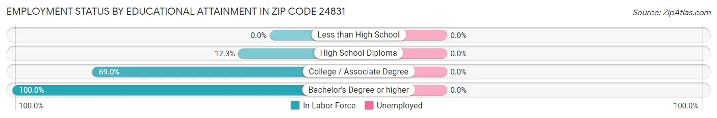 Employment Status by Educational Attainment in Zip Code 24831