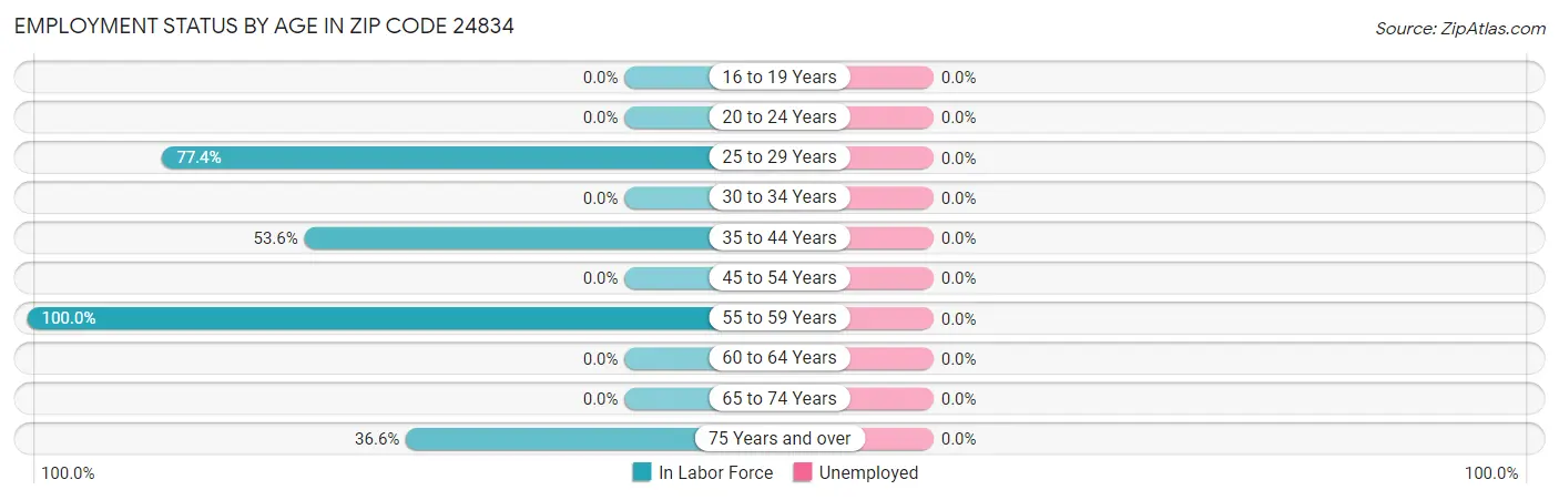 Employment Status by Age in Zip Code 24834