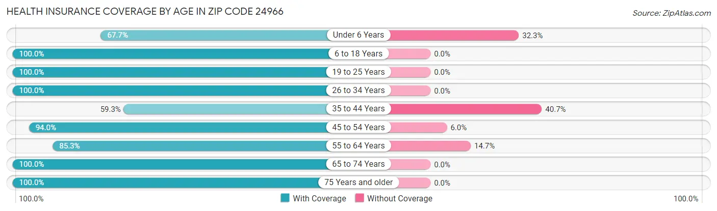 Health Insurance Coverage by Age in Zip Code 24966
