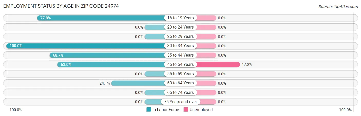 Employment Status by Age in Zip Code 24974