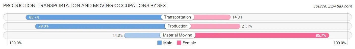 Production, Transportation and Moving Occupations by Sex in Zip Code 25033