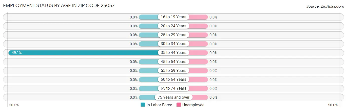 Employment Status by Age in Zip Code 25057