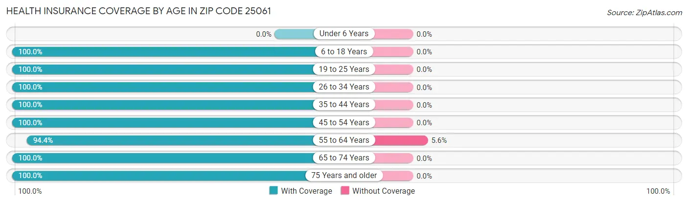 Health Insurance Coverage by Age in Zip Code 25061