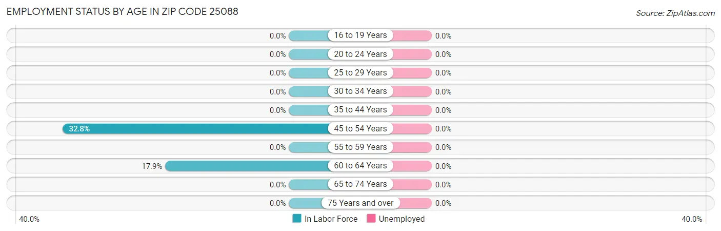 Employment Status by Age in Zip Code 25088
