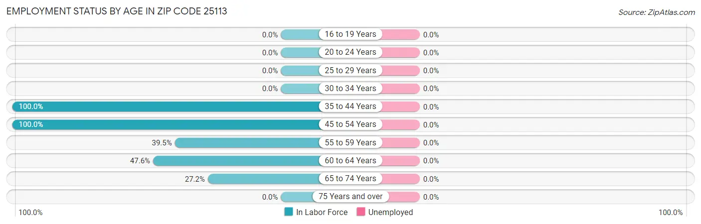 Employment Status by Age in Zip Code 25113